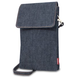 Need Network Smartphone Pouch, Smartphone Shoulder Okayama Denim, Women's, Crossbody Hanging Smartphone Pochette, Indigo Blue, blue