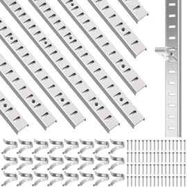 Sel Natural 16 Pcs 40 Inch Shelf Pilaster Tracks and 48 Pcs Shelf Clips Adjustable Metal Rail Mortise Mount Pilaster Strip Standard for Bookcases Cabinet Closet Shelving System (16, Silver)