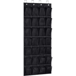 Organizador De Zapatos Colgantes, Zapatero Para Sobre La Puerta 28 Bolsillos De Malla, Organizador De Puerta Para Zapatos, Zapatillas y Hogar (Negro)