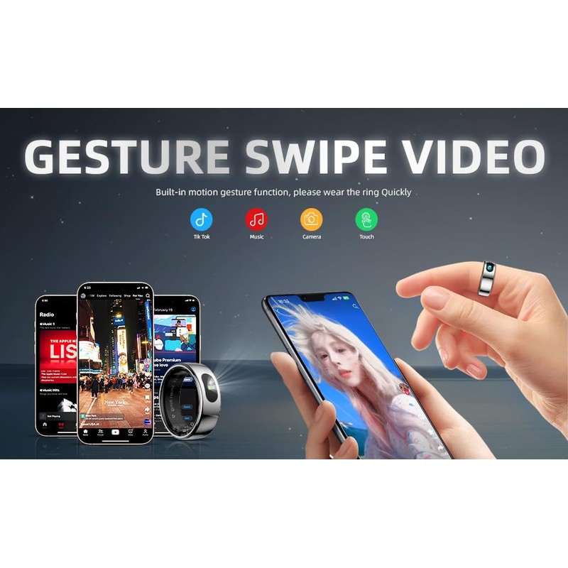 HPLSZCN Smart Touch Ring, Bluetooth Function, Smart Sport Fitness, Track