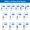 smseace 780Pcs Black Aluminum Pop Rivets with Washers Assortment Kit