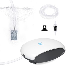 AQQA Aquarium Air Pump Quiet Fish Tank Aerator Pump Fish Oxygen Pump with Air Tubes Air Stones & Check Valve (3W for Up to 60 Gal)