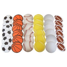 Novel Merk Basketball, Baseball, Golf, Football, Soccer, & Tennis Sports Ball Coach Gift or Teacher Sports Party Decorations Small Refrigerator Magnet Set Miniature Design (36 Pieces)