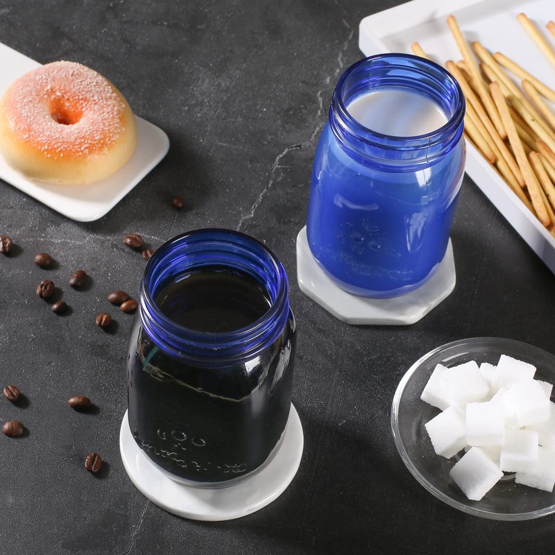 Amzcku 16 oz Blue Mason Jars with Lids，Regular Mouth Canning