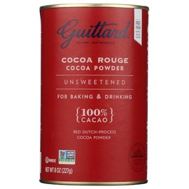 E Guittard Cocoa Powder, Unsweetened Rouge Red Dutch Process Cocoa, Two (2) 8oz Cans