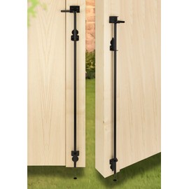 36" Heavy Duty Cane Bolt Gate Drop Rod Hardware Ground Latch for Wood PVC Vinyl Metal Fences Gates, Double Doors, Black Solid Steel -2 Pack