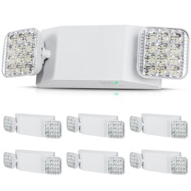 VEVOR 6 Pack Commercial Emergency Light, 3W, White LED Emergency Exit Lighting Fixtures with 180 Minutes Backup Battery Adjustable 2 LED Square Head, Ceiling or Wall Mount for Business Power Outages