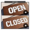 [two-face] Open Close Sign, Wooden Domestic Cedar (Dark Brown)