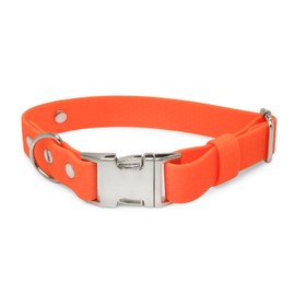 BURA Waterproof Dog Collar - Odour-Inhibiting, Easy to Clean, Durable, Allergy Friendly, Adjustable, Modern Design - Ideal for Everyday and Outdoor Activities (Neon Orange, L)