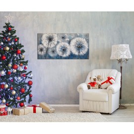 Dandelion Painting Wall Art Canvas Print Picture for Living Room Large White Flower Flora Home Bedroom Decoration Modern Framed Artwork Decor, 20x40