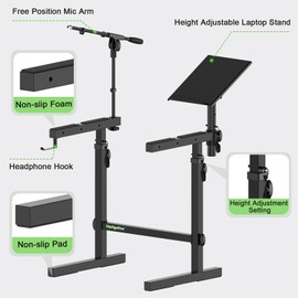 NiuNyuNeu Multi-Functional Keyboard Stand Heavy Duty Piano Stand with Microphone Stand and Laptop Stand