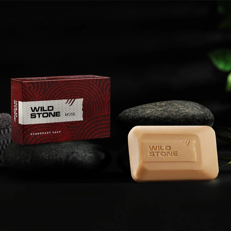 Metrey Herbotech WILD ST0NE Musk Deodorant Soap for Men, Pack