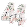 2 x 15cm Tall Floral Birds Number Vinyl Stickers -