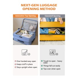 HotWay 26 Inch Expandable Checked Luggage with Cup Holder, Hardside TSA Approved Luggage with Spinner Wheels, Top Opening Suitcase For Travel, Gray