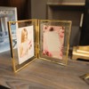AhaGo Folding Dual Frame, Gold Floating Picture Frame, 6"×8", Vertical,