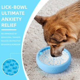 Dog Lick Bowl, Bestalk Anxiety Relief Lick Mat for Dogs, Non-Slip Freeze Licking Bowl Enrichment Puzzle Feeder for Distraction, BPA Free Silicone, Dishwasher Safe (Light Blue,S)