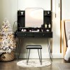 TC-HOMENY Makeup Vanity Dressing Table with Mirror+Power Station Vanity Desk