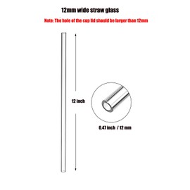 12 inch Reusable Glass Straws, Extra Long Straws for 40 oz Tumbler Straw, Tall Glass Smoothie Straws Reusable Wide 12mm Large Straws for Smoothies