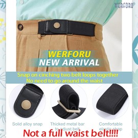 WERFORU 2 Pack 2 Loop No Buckle Elastic Belt for Women Men Buckle Free Stretch Belt for Jeans Pants (Black, Fits 2 loop distance 7"-14")