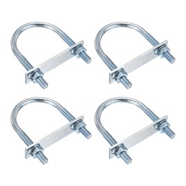 DTGN M10x65x110mm U Bolts Round Kit - 4Set - Carbon Steel U-Bolt Kit with Nuts, Washers, Frame Plate - Good for DN50 Pipe, Trailer, Automotive, Leaf Spring Fastener