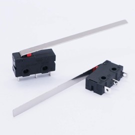 Twidec/10Pcs Mini Micro Limit Switch 5A 125 250V AC SPDT 1NO 1NC Very Long Straight Hinge Lever Arm Switch Snap Action Button Type 3 Pins KW11-3Z04