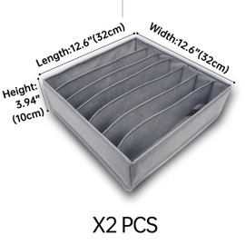 FAMALAHEE 2Pack Drawer Organizer Divider, Foldable Closet Storage Organizer Basket, and Fabric Organization Bins for Clothes, Socks, Underwear, Bras, Ties, Accessories, (Small size For Bra Grey)