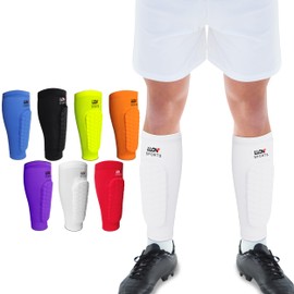 LUONT - Soccer Shin Guards for Men, Women & kids | Protective Football Soccer Pads with Superior Impact Absorption, Breathable, & Lightweight | Football Shin Guards Sleeves (M, White)