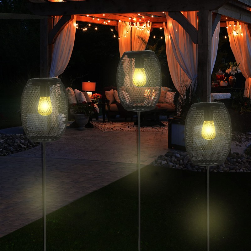 Cepewa LED Solar Garden Stake | Black 14 x 18