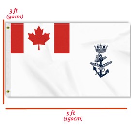 3×5 FT Canada Naval Force Flag, Large 100D Canadian Royal Navy Force Ensign Outdoor Banner,Doube Side Printing Decor For Patio Garden With Brass Gromment