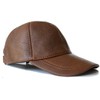 Genuine Leather Baseball Cap 100% Real Lambskin Leather Hat Brown