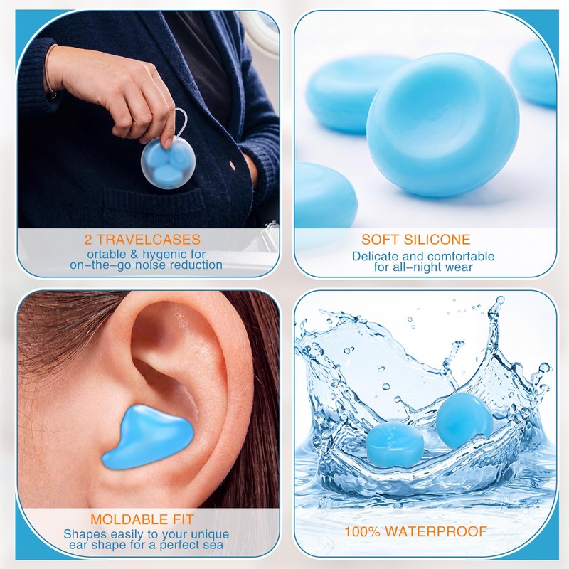 Relaxweex 200 Pcs Wax Earplugs Bulk Moldable Silicone Wax Earplugs