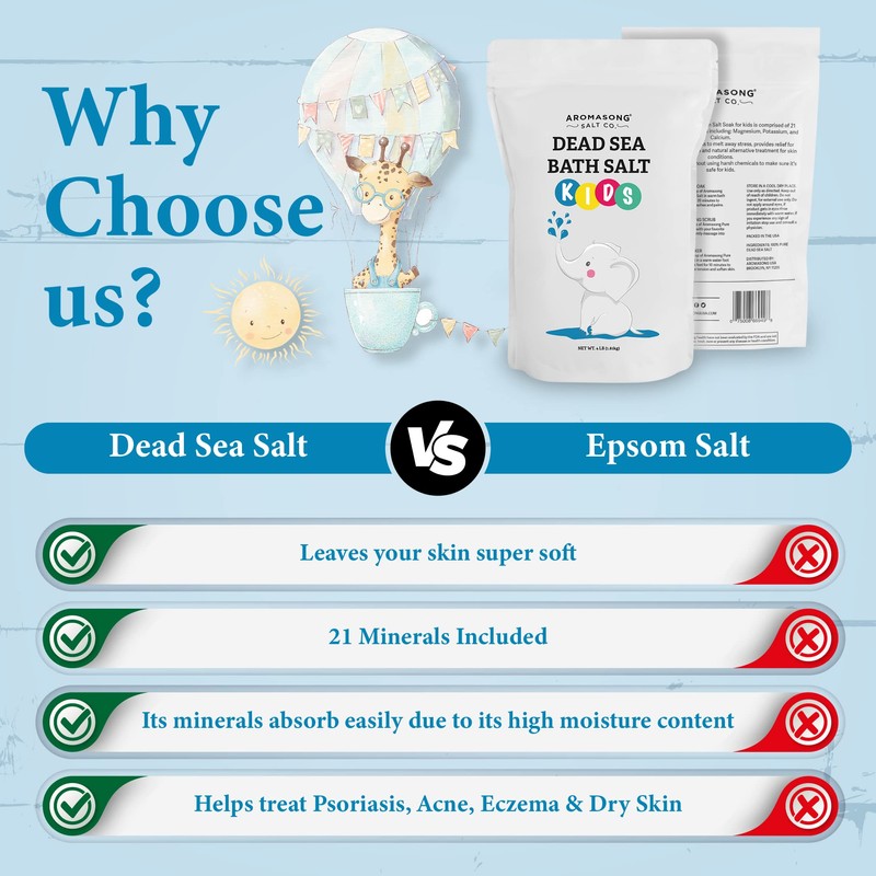 Aromasong Dead Sea Salt for Kids Bath Soak, 4 Lbs.