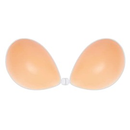 NIPCINN Reusable Silicone Bra for Women - Sticky Invisible Push up Adhesive Strapless Bra for Backless Dress - Waterproof Front Clasp Stick on Bras (US, Cup Band, A, Nude)