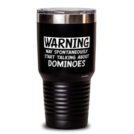 ODTGIFTS Funny Dominoes Tumbler Warning May Spontaneously Start Talking About Dominoes 30oz Stainless Steel Black