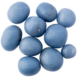 Earth Story Angelite Tumble Stones (20-30mm) from Peru – Pack of 3 Medium-Sized Healing Crystals for Peace & Spiritual Awareness