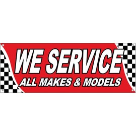 4LessCo 18x48 Inch WE SERVICE ALL MAKES MODELS Vinyl Banner Auto Repair Sign rb