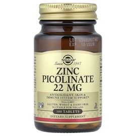 Solgar, Zinc Picolinate, 22 mg, 100 tablets / Solgar (솔가), 아연 피콜리네이트, 22mg, 100정