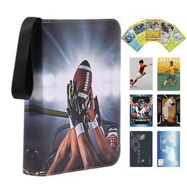 Weilaike Football Trading Card Binder with Sleeves, Card Album can Hold 400 Cards(100 Pages*4 Cards), with Waterproof Surface and Strap, Sports Card Storage Organizer for Collectors, Childrens