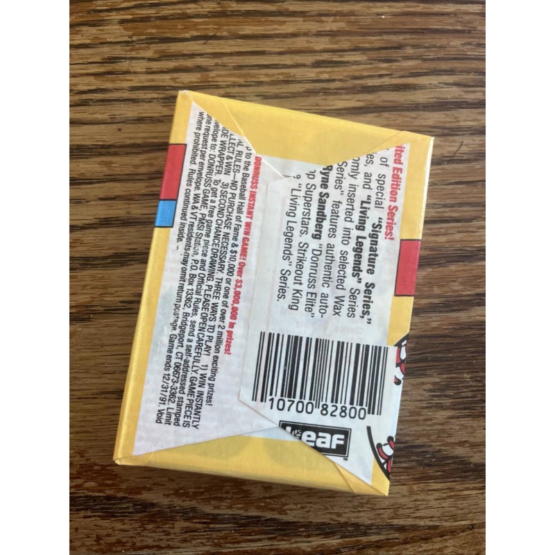 1991 Donruss Baseball Cards Series 1 Unopened Wax Pack 15