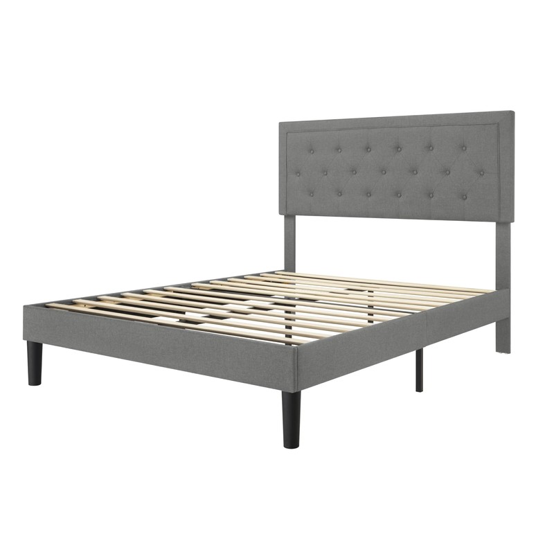 Allewie Queen Size Upholstered Platform Bed Frame with Adjustable Headboard,