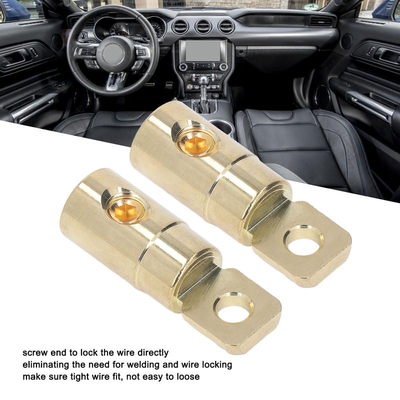 Pair Power Battery O Ring Terminals Brass Gold Plated High