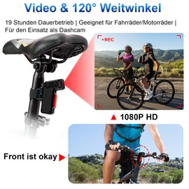 Pudet Luo Mini Kamera, 1080P HD & 120° Weitwinkel Action Cam, 3500mAh Hochleistungsakku Actionkameras, IPX-3 Wasserdicht für Fahrrad/Motorrad