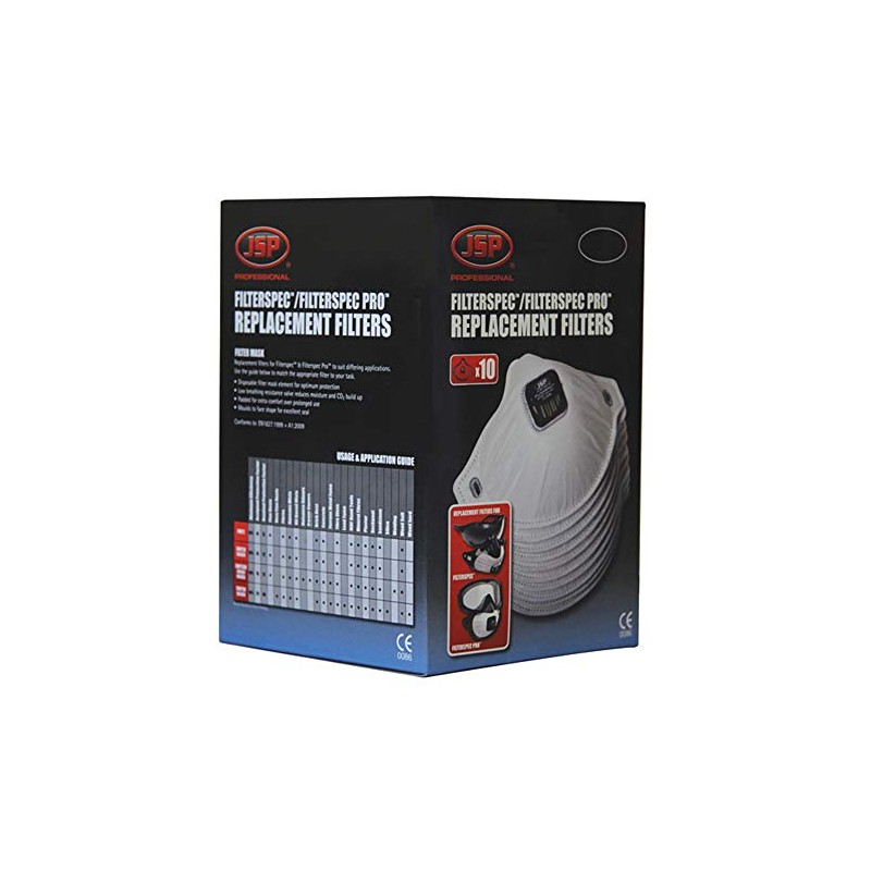 JSP Filterspec® Valved - Replacement FFP2 Filters - Blk/Clr -