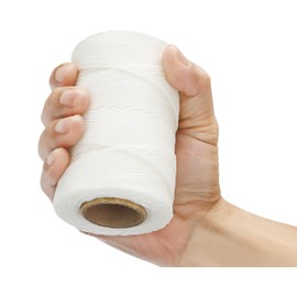 12-Ply Waxed Twine 215 LBS Tensile Strength 375 feet per roll (125 Yards) 100% Polyester White Wax Lacing Cord Made in USA