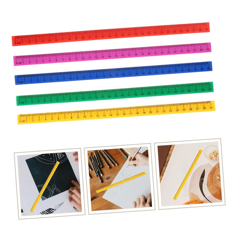 Gatuida 5Pcs Magnetic Plastic Ruler for Students Multi Function Measuring