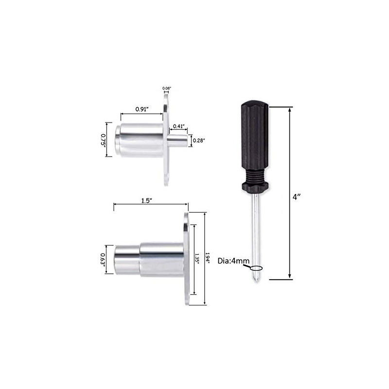 TIHOOD 2PCS Push Plunger Lock with 1pc Slotted Screwdriver, 3/4-inch(19mm)