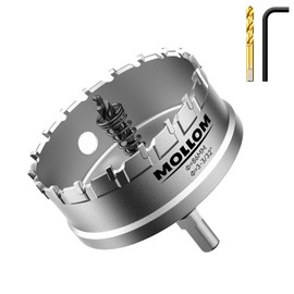 Mollom (3-3/8"|86mm) Heavy Duty Carbide Hole Saw with 2 Pilot Drill Bits, Hole Cutter cuts Stainless Steel, mild Steel, Iron, Copper, Brass, Plastic