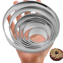 6 Pcs Stainless Steel Round Cookie Cutter Set (2, 3, 3.5, 4, 5, 6 Inch),Multi-Size Circle Cutters for Baking Biscuits, Donuts, Sandwiches & Flan,Durable Metal Biscuit Cutters for Kitchen Pastry Crafts