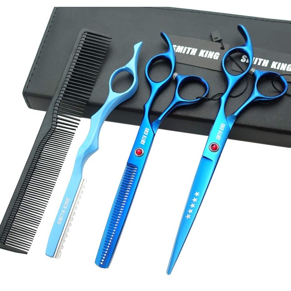 Juego de tijeras profesionales de corte de pelo con maquinilla de afeitar de 6.0/7.0 pulgadas, Azul, 7.0 Inch