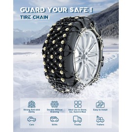 Nemtor Upgraded Snow Chains For Car,2 Pack Adjustable Universal Emergency Anti Skid Tire Chain For Truck Pickup SUV,TPU Snow Chain Tire Security Chain Use in Snow Ice Sand Mud (Tire Width 195-275mm)